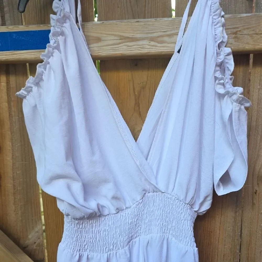 Chic Light Blue Ruffled Jumpsuit - Picture 3 of 5